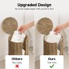 StorageWorks Seagrass Free Standing Toilet Paper Holder Stand for Bathroom, 3 Rolls of Toilet Tissue Storage with a Built-in Cloth Lining, Toilet Roll Holder Stand with Lid