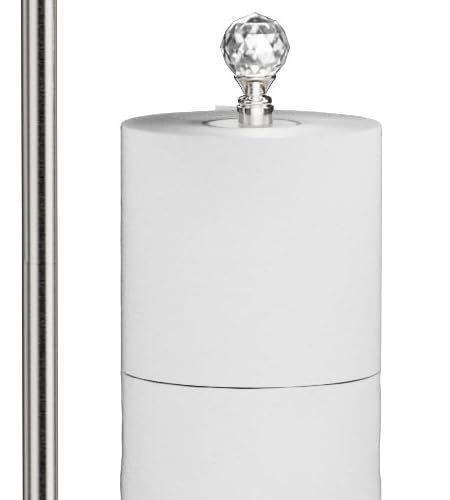 KASUNTO Toilet Paper Holder for Bathroom, Heavy Weighted Metal Free Standing Toilet Paper Holder Stand with Crystal Ball, Toilet Paper Roll Stand for Bathroom Accessories