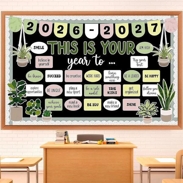 CT0434796JS_1 This is Your Year Bulletin Board Set Plant Motivational Classroom Decoration Inspirational Welcome Back to School Bulletin Board Cutouts for School Office Chalkboard Wall Door Decor Supply