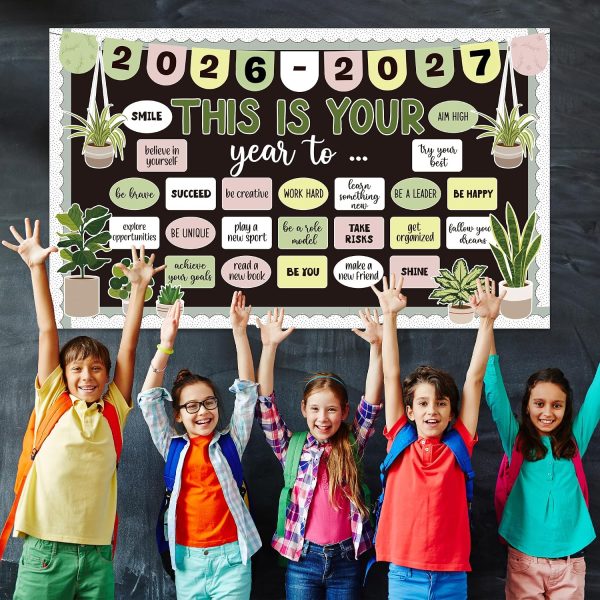 CT0434796JS_4 This is Your Year Bulletin Board Set Plant Motivational Classroom Decoration Inspirational Welcome Back to School Bulletin Board Cutouts for School Office Chalkboard Wall Door Decor Supply