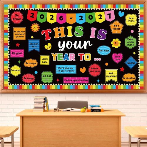 CT0434811JS_1 This is Your Year to Bulletin Board Set Welcome Back to School Classroom Decoration Positive Affirmation Paper Cutouts Colorful Inspirational Bulletin Board for 2027 Nursery Chalkboard Wall Door Decor