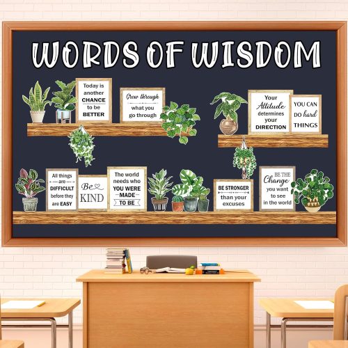CT0434836JS_1 Qilery Classroom Bulletin Board Set, Greenery Bookshelf Decor, Plant Motivational Classroom Decorations, Reading Library Bulletin Board Cutouts for Back to School Teacher Wall Decor