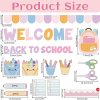 Welcome Back to School Bulletin Board Set - Colorful First Day of School Theme with School Supplies, Pencil, Notebook, Schoolbag Paper Cutouts - Ideal for Classroom and Back to School Party Decor