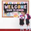 Welcome Back to School Bulletin Board Set - Colorful First Day of School Theme with School Supplies, Pencil, Notebook, Schoolbag Paper Cutouts - Ideal for Classroom and Back to School Party Decor