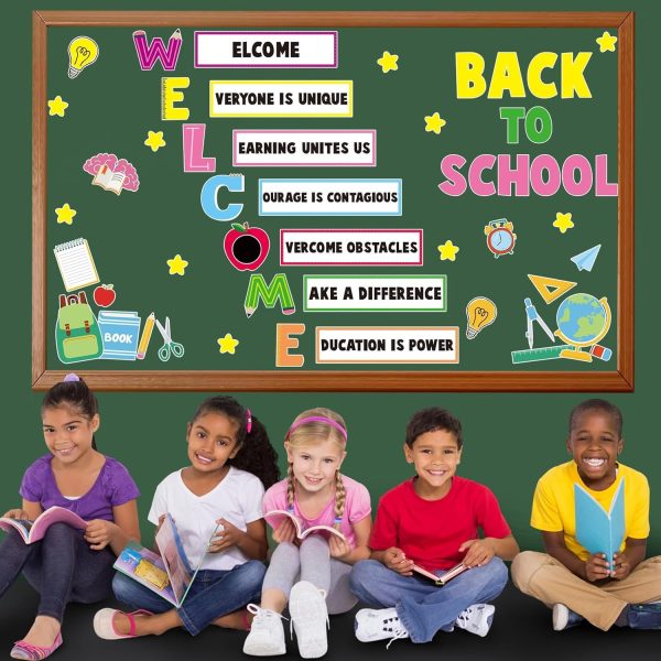 Welcome Back to School Bulletin Board Set Welcome Back Classroom Decorations Motivational Inspirational Quotes Bulletin Board in Our Back to School Era Cutouts for School Chalkboard Wall Door Decor