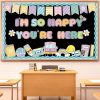 Naozinebi Groovy Back to School Bulletin Board for Classroom Decoration I'm So Happy You're Boho Retro Here Hippie Bulletin Board Set Rainbow Cutouts Daisy DIY Photo for Chalkboard Wall Teacher Decor