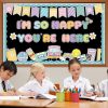 Naozinebi Groovy Back to School Bulletin Board for Classroom Decoration I'm So Happy You're Boho Retro Here Hippie Bulletin Board Set Rainbow Cutouts Daisy DIY Photo for Chalkboard Wall Teacher Decor