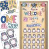 Bk to School Classroom Door Decor Bohemian Style Welcomes Back to School | Pre-cut boho set: 20 nameable backpacks,11 Paper Cutting "Welcome" banner & 100 dots.Laminated, reusable warm classroom decor