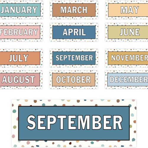 Whaline 12 Pcs Months of The Year Bulletin Board Set Boho Color Monthly Headliners Calendar Month Headers for Back to School Classroom Decoration