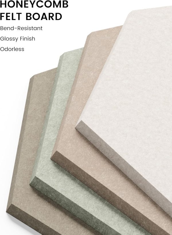 CT0435083JS_3 Fluxynara Hexagon Cork Board Alternative for Walls Decor-8-Pack Felt Bulletin Board Tiles,with 30 Pushpins,50 Adhesive Tabs for Office,Classrooms & Home Pin Board Felt Board-Linen Dusk