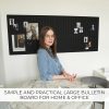 Large Felt Bulletin Board - Stylish Perfectly Sized 35" x 47" Cork Board Alternative for Office & Wall Decor – 12 Customizable Adhesive Tiles w/Golden Pins are Perfect to Display Your Photos