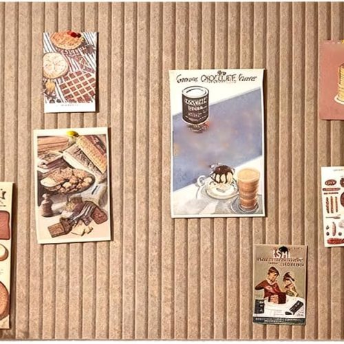 24x16 inches Large Bulletin Board, Decorative Felt Pin Board, 0.35“ Thick Foldable Photo Display Board with Self-Adhesive Tape, Vision Board for School Home Kitchen Office Walls - Dark Camel