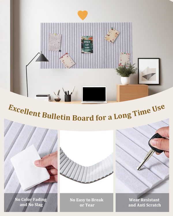 24x16 inches Large Bulletin Board, Decorative Felt Pin Board, 0.35“ Thick Foldable Photo Display Board with Self-Adhesive Tape, Vision Board for School Home Kitchen Office Walls - Dark Camel