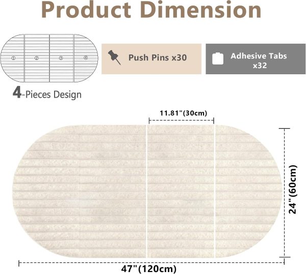 Felt Bulletin Board 47" x 24", Cork Board Alternative with 30 Push Pins | 4 Customizable Modular Decorative Felt Pin Board, Vision Board for Office Home Bedroom Wall Decor, Photo Picture Display