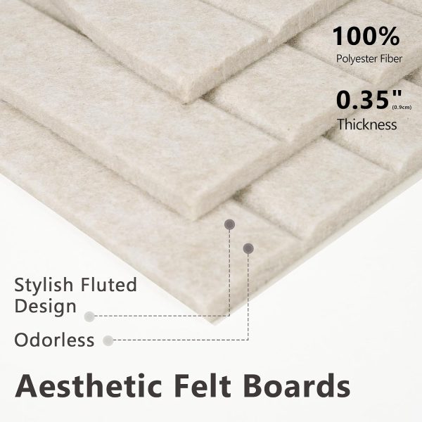 Felt Bulletin Board 47" x 24", Cork Board Alternative with 30 Push Pins | 4 Customizable Modular Decorative Felt Pin Board, Vision Board for Office Home Bedroom Wall Decor, Photo Picture Display