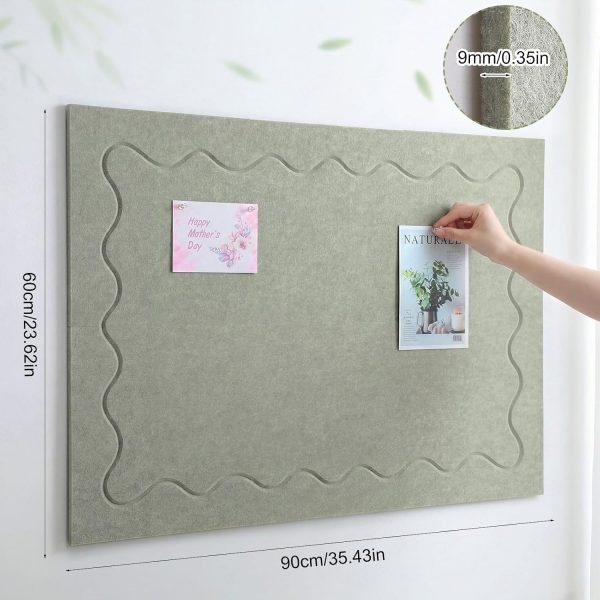 Eaasty Scalloped Felt Bulletin Board 36" x 24" Decorative Adhesive Picture Board for Wall, 6 Panels with Push Pins and Pads Memo Display for Back to School Classroom Home Office(Sage Green)