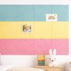 Decorative Felt Wall Tiles Bulletin Board - Large 47" x 35" Modern Pin Board Wall System for Home, Nursery, Dorm & Classroom - 12 Pack Cork Board Alternative with Push Pins & Adhesive Tabs (Sherbet)