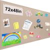 CT0435149JS_1 Foldable Large Bulletin Board, 72x48 Inches Cork Board Alternative, Large Felt Board Decorative Pin Board for Wall, Foldable Photo Board Self-Adhesive Vision Board with 36 Pushpins Khaki