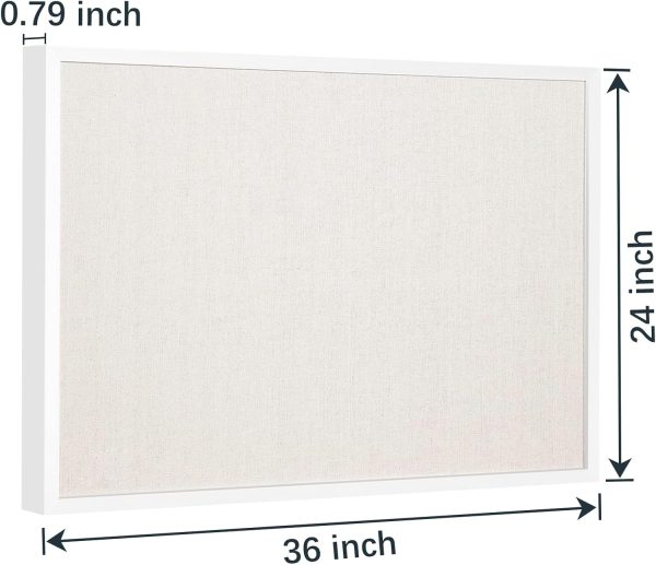 OWLKELA Linen Cork Bulletin Board, 24"x 36", Black Frame | White Framed Corkboard, Vision Board, Ideal for School, Home and Office