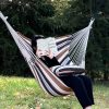 CT0435806JS_2 Halalona Hammock Chair Hanging Hammock Chair Rope Swing 2 Cushions Included-Sturdy & Durable Soft Cotton Hand Woven Hammock Swing for Bedroom, Porch, Patio-Indoor/Outdoor