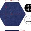 Vienrose Hexagon Felt Bulletin Board Self Adhesive Pin Board Wall Decoration Tiles with 35 Push Pins for Office Home and School, Blue Series 12 Pack