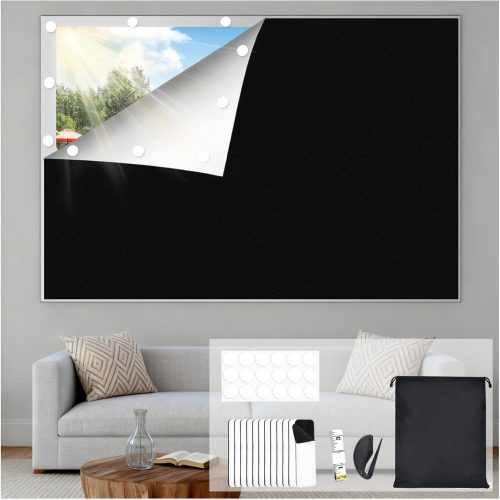 Blackout Curtains for Bedroom, Portable Blackout Window Cover Black Out Shades Blinds No Drill Cuttable Black Out Curtains, for Sloped Roof Windows, Children's Room, Bedroom, Media Room, 39x57 Inch