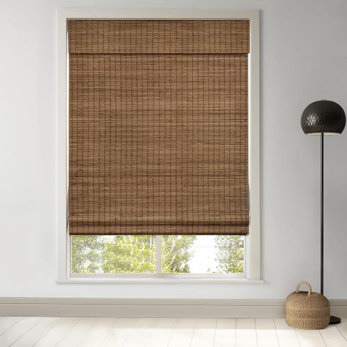 LazBlinds Cordless Bamboo Roman Shades, 36x64, Highfield Teak | Privacy Blinds for Interior Windows, Room Darkening Roll Up Bamboo Blinds for Home & Patio