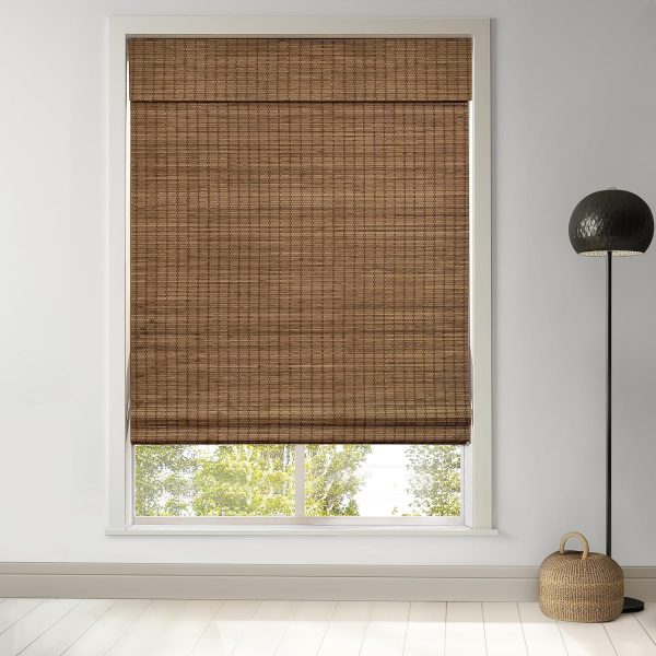 CT0437014JS_1 LazBlinds Cordless Bamboo Roman Shades, 36x64, Highfield Teak | Privacy Blinds for Interior Windows, Room Darkening Roll Up Bamboo Blinds for Home & Patio