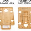 Kingrol Bamboo Picnic Wine Table, Foldable Outdoor Snack Table with Bottle Holder, 4 Glass Slots and Knife Slot, 16.1 x 12.5 x 6 in