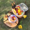 Hap Tim Wicker Picnic Basket Set for 4 with Mini Folding Wine Picnic Table & Large Insulated Cooler Bag & Cutlery Service Kits for 4 Person, Couples Gifts, Wedding Gifts (Y2209-4-CM)