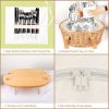 Hap Tim Wicker Picnic Basket Set for 4 with Mini Folding Wine Picnic Table & Large Insulated Cooler Bag & Cutlery Service Kits for 4 Person, Couples Gifts, Wedding Gifts (Y2209-4-CM)