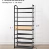STO STO 10-Tier Shoe Rack with Sturdy Mesh Shelves, Tall Metal Shoe Organizer for Entryway, Closet, Garage, Front Door, Holds 30 Pairs, Free Standing Large Shoe Storage Shelf, Adjustable Feet, Black