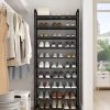 STO STO 10-Tier Shoe Rack with Sturdy Mesh Shelves, Tall Metal Shoe Organizer for Entryway, Closet, Garage, Front Door, Holds 30 Pairs, Free Standing Large Shoe Storage Shelf, Adjustable Feet, Black