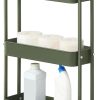 SunnyPoint Slim Rolling Storage Cart, 3 Tier Bathroom Storage Organizer Bathroom, Laundry Utility Cart (Army)