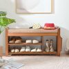 PETKABOO Shoe Bench with Hidden Drawer and Side Holder, 2 Tier Entryway Bench with Storage 39.4 in, Bamboo Shoe Rack with Cushion for Entryway Hallway Living Room Bedroom