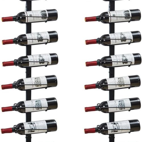 2 Pack 12 Bottle Wall Wine Rack for 24 Wine Bottles, DIY Detachable Wall Mount Wine Rack, Wine Storage Organizer Display Holder Used As One or Four, for Dining Room, Wine Cellar, wine lover gift