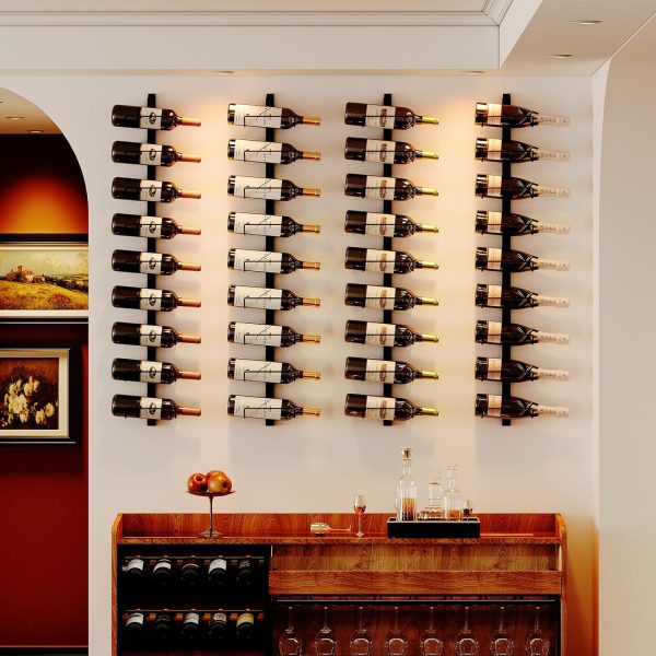 2 Pack 12 Bottle Wall Wine Rack for 24 Wine Bottles, DIY Detachable Wall Mount Wine Rack, Wine Storage Organizer Display Holder Used As One or Four, for Dining Room, Wine Cellar, wine lover gift