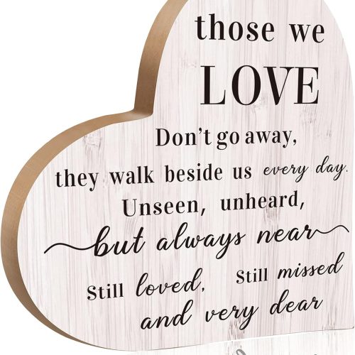 Blulu Sympathy Gift Memorial Wooden Heart for Loss of Loved One Bereavement Remembrance Gift Ideas Heart Memorial Sign Celebration of Life Sympathy Plaque Decor for Grief Father Mother Brother Son
