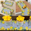 Capri Blue Lemon Table Runner Italy Tile Burlap Artificial Yellow Lemon Fruit Table Runners Farmhouse Coffee Table Center Decor for Home Kitchen Dining Party Patio Indoor Outdoor 13x72 Inch