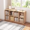 CT0439215JS_1 NELYE 8 Cube Organizer Bookcase Oak Open Shelf | Suitable for 11-inch Fabric Storage Bins, Simple Compartments Bookshelf, Holds 20 Lbs per Cube