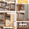 CT0439215JS_3 NELYE 8 Cube Organizer Bookcase Oak Open Shelf | Suitable for 11-inch Fabric Storage Bins, Simple Compartments Bookshelf, Holds 20 Lbs per Cube