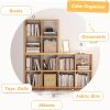 CT0439215JS_4 NELYE 8 Cube Organizer Bookcase Oak Open Shelf | Suitable for 11-inch Fabric Storage Bins, Simple Compartments Bookshelf, Holds 20 Lbs per Cube