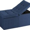 30-INCH Ottoman with Storage, Footrest Storage Bench, End of Bed Bench Coffee Table for Living Room, Bedroom, Entryway (Blue)
