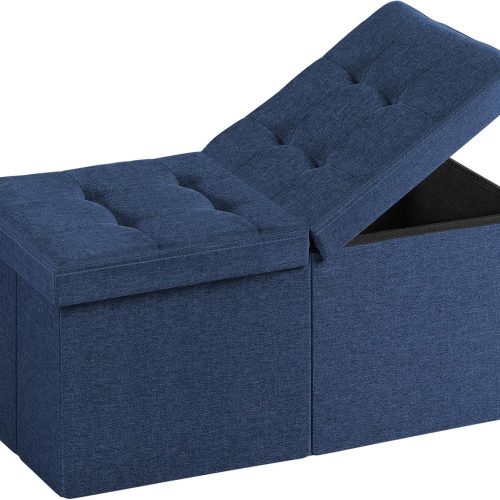 CT0439250JS_1 30-INCH Ottoman with Storage, Footrest Storage Bench, End of Bed Bench Coffee Table for Living Room, Bedroom, Entryway (Blue)