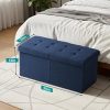 30-INCH Ottoman with Storage, Footrest Storage Bench, End of Bed Bench Coffee Table for Living Room, Bedroom, Entryway (Blue)