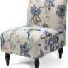 Liykimt Armless Accent Chair Cover Slipcover,Slipper Chair Stretch Spandex Removable for Armless Chair Furniture Protector Covers for Living Dining Room Hotel (Beige Flower, 1)