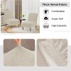 Velvet Armless Accent Chair Covers Luxury Thick Velvet Chair Slipcovers, Removable Furniture Protector for Living Dining Room Hotel, Ivory