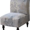 Armless Accent Chair Cover Slipcover, Stretch Chair Slipper Super Fit Armless Chair Furniture Protector Cover Slipcover for Living Room Hotel (Leaves Grey)