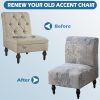 Armless Accent Chair Cover Slipcover, Stretch Chair Slipper Super Fit Armless Chair Furniture Protector Cover Slipcover for Living Room Hotel (Leaves Grey)