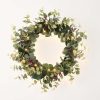 26 Inch Eucalyptus Wreaths for Front Door Spring Summer Fall Wreath with Eucalyptus Leaves,Magnolia Leaves, Green Decor for Porch, Window, Farmhouse, Home, with LED Lights